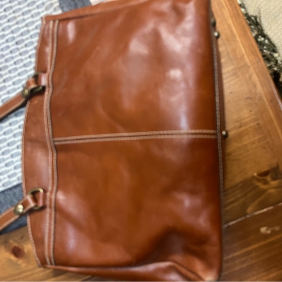 Patricia Nash Embossed Tan Leather Briefcase purse - Picture 10 of 11